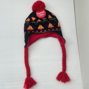 Pizza Christmas earflap knit beanie warm winter hat one size